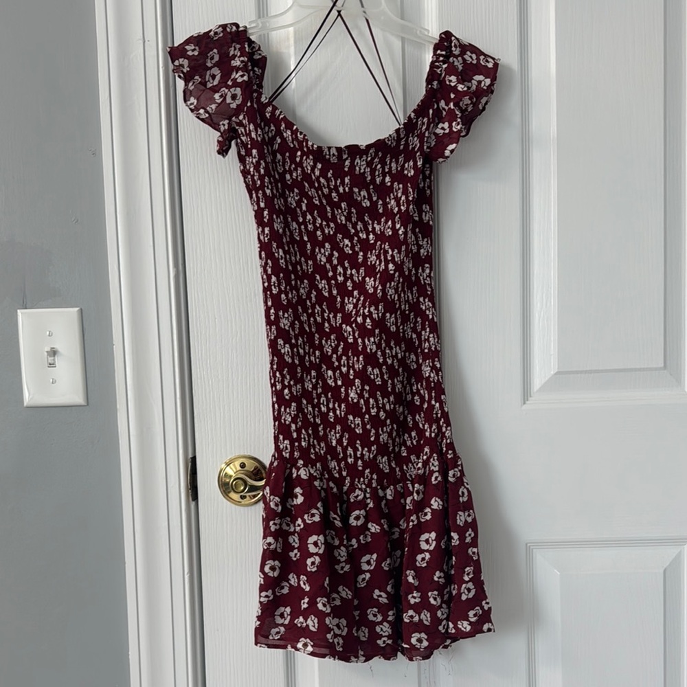 Zara Red Smocked Flutter Sleeve Mini Dress - Picture 3 of 3